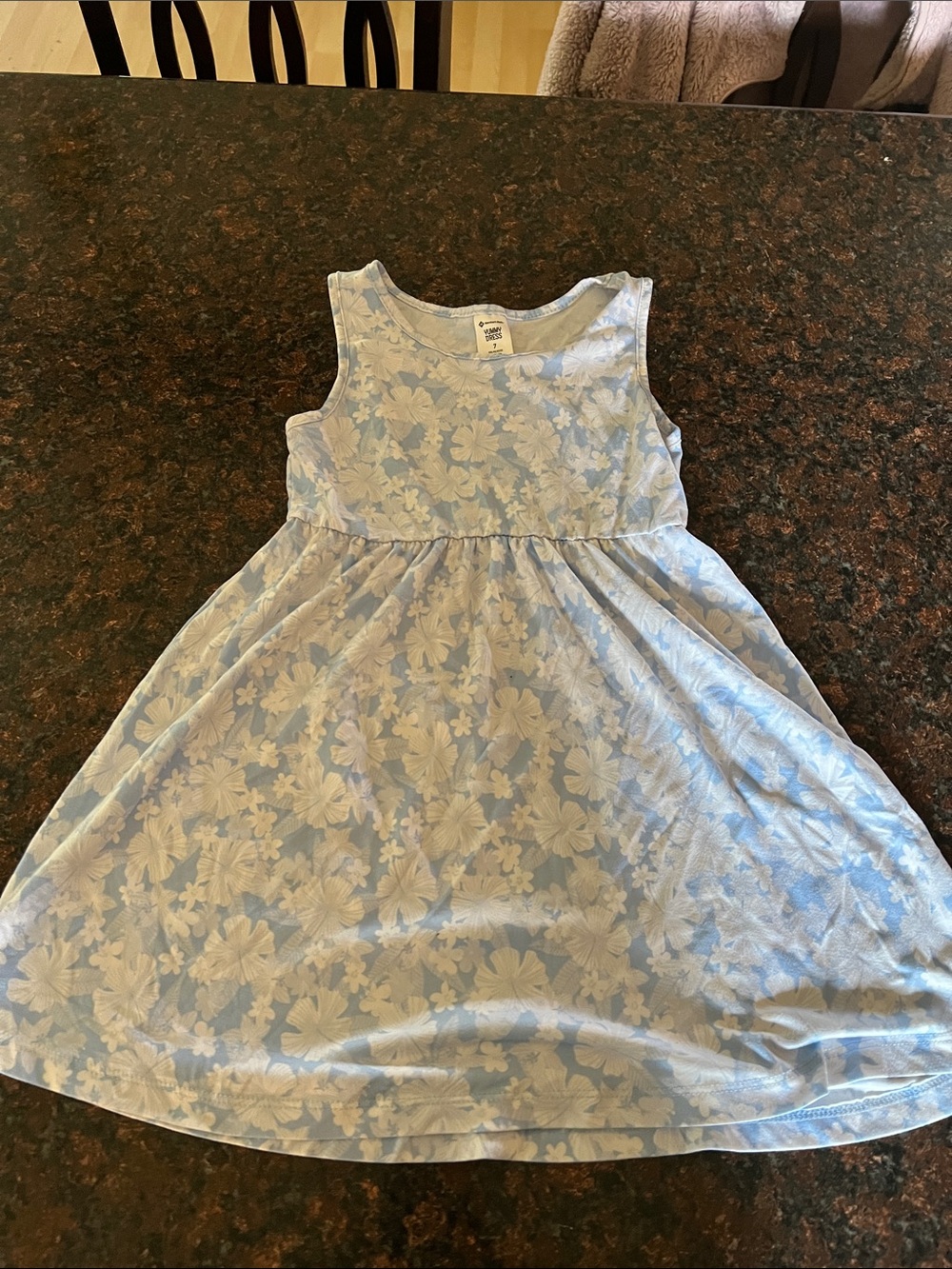 Girls' Light Blue Floral Tank Dress